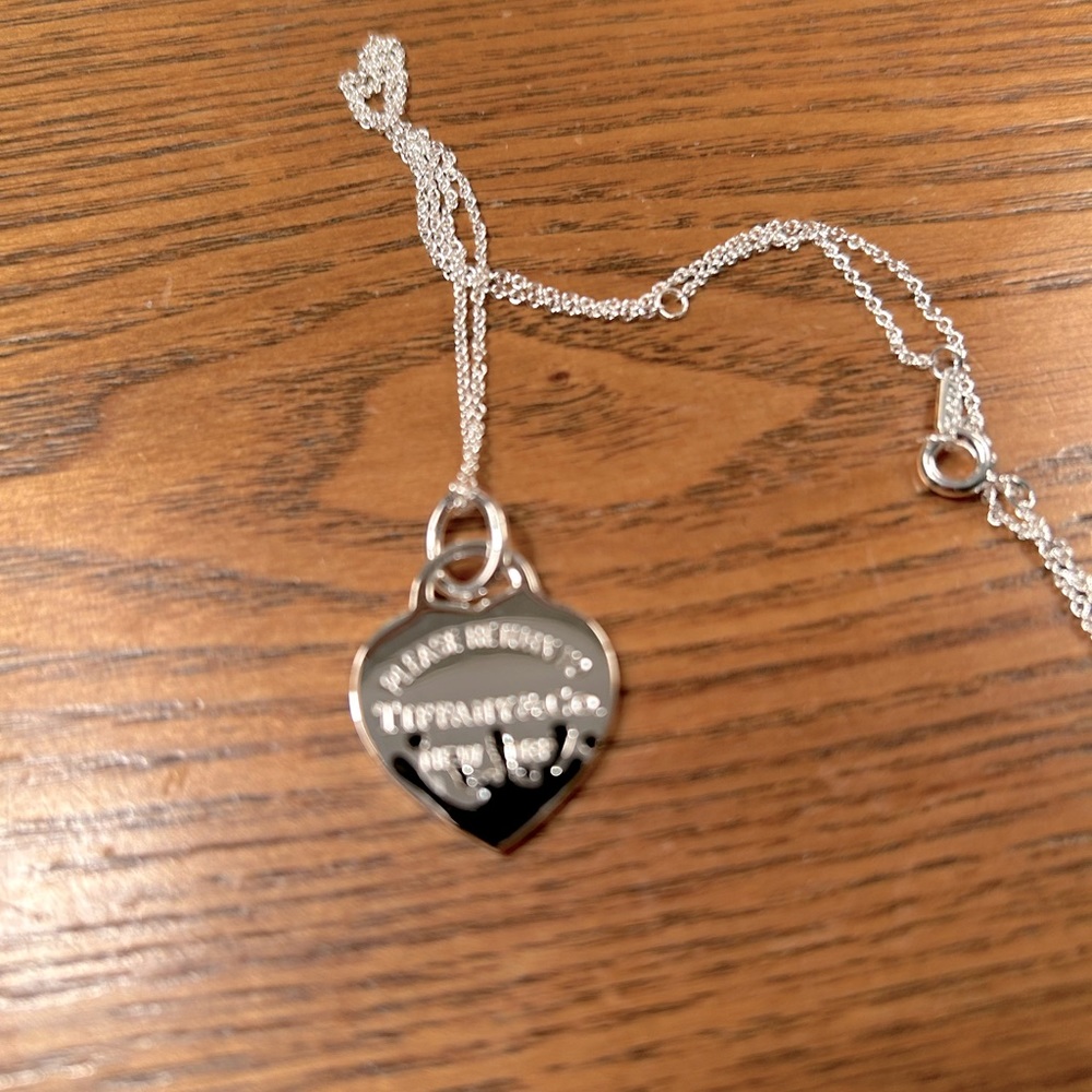 Elegant Silver Textured Heart Tiffany and Company Necklace